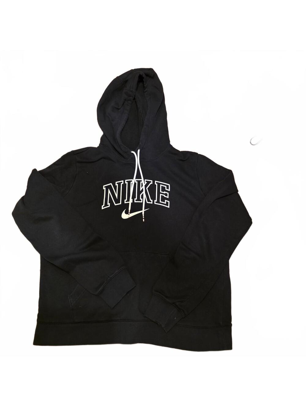 Wmn's Large - Nike Black Pullover Hoodie White Logo Size Large